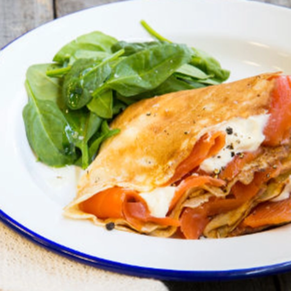 Savoury Pancakes with Smoked Salmon and Crème Fraîche